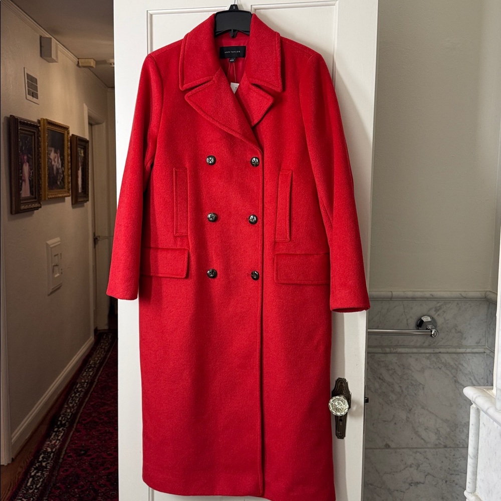 Ann Taylor Wool Blend Long Double breasted Peacoat Coat 829889 - Picture 8 of 12